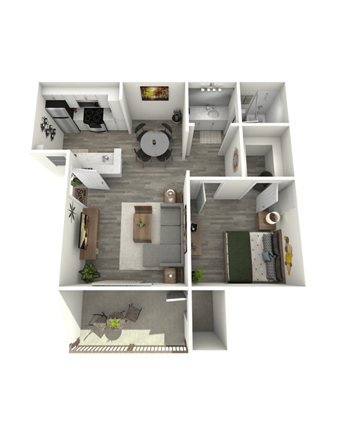 Floor plan for 1 bed, 1 bath, 688 sqft